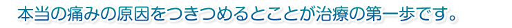 本当の痛みの原因をつきつめることが治療の第一歩です。